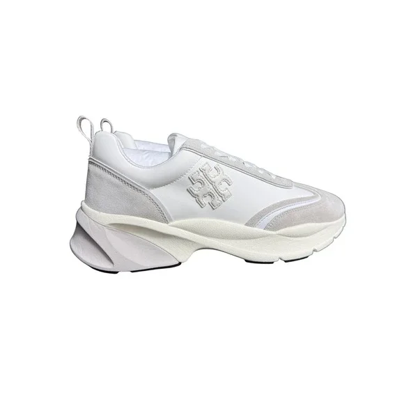 Tory Burch Good Luck Trainer Sneakers in‎ Bianco/Fossil Stone Size 9.5 Women - Picture 4 of 7